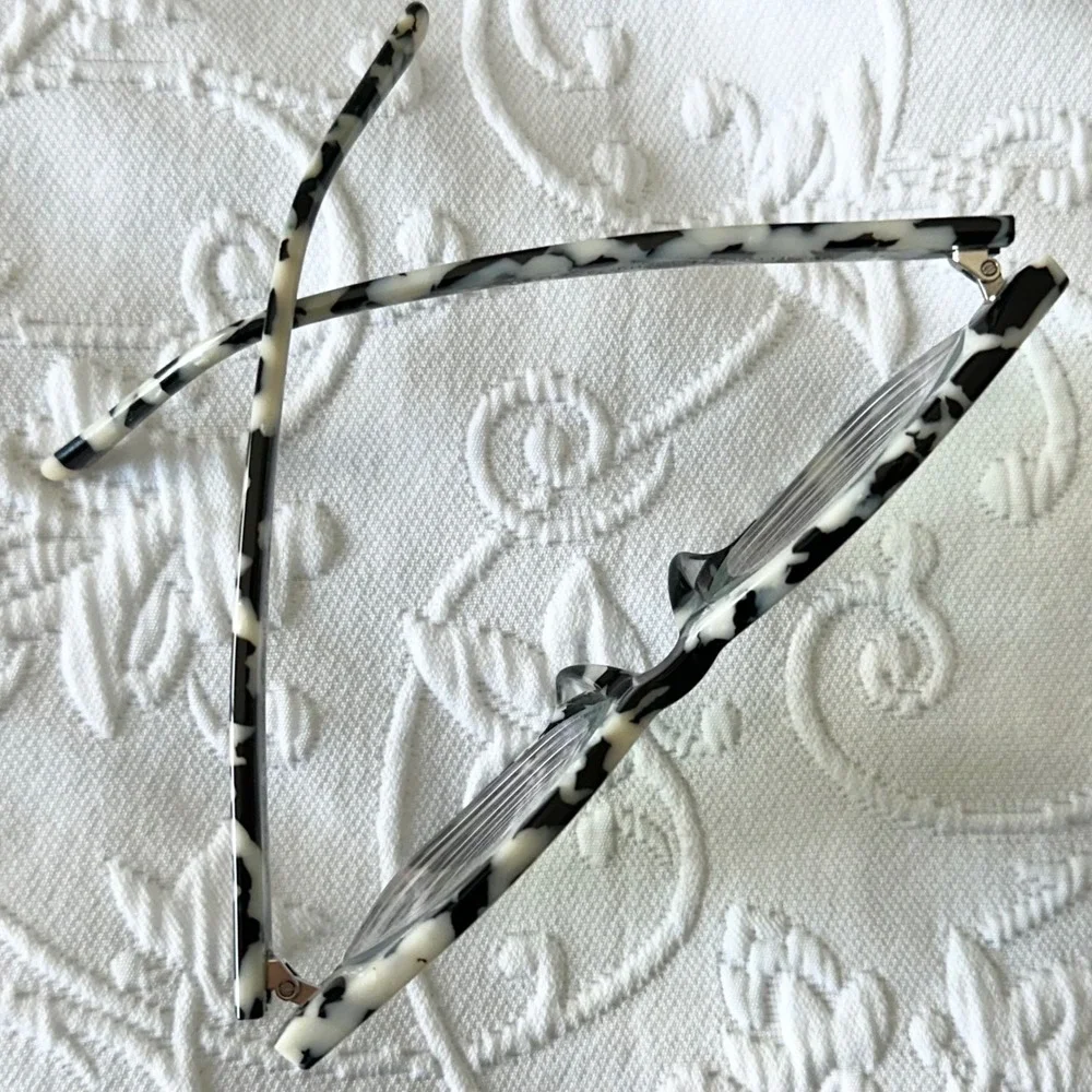 DIFF Eyewear Winston Black & White Rich‎ Hide Cow Hide Cat Eye/ Square Frames